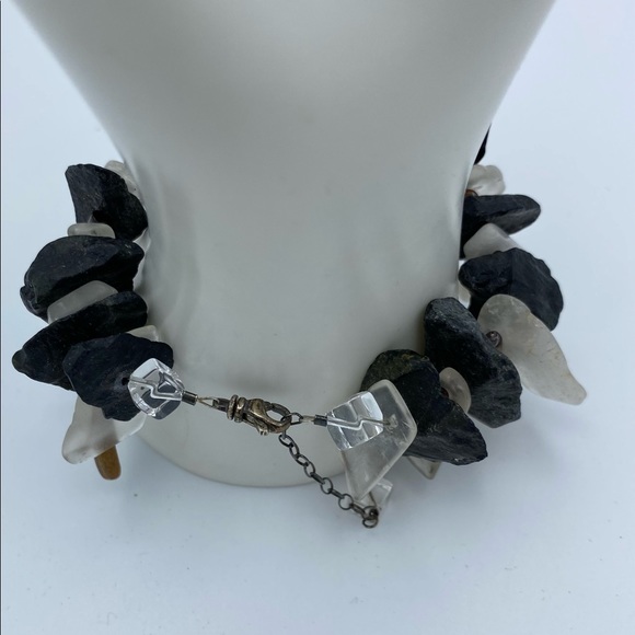 Black & Clear Stone Tribal Inspired Boho Statement Bracelet - Picture 4 of 11